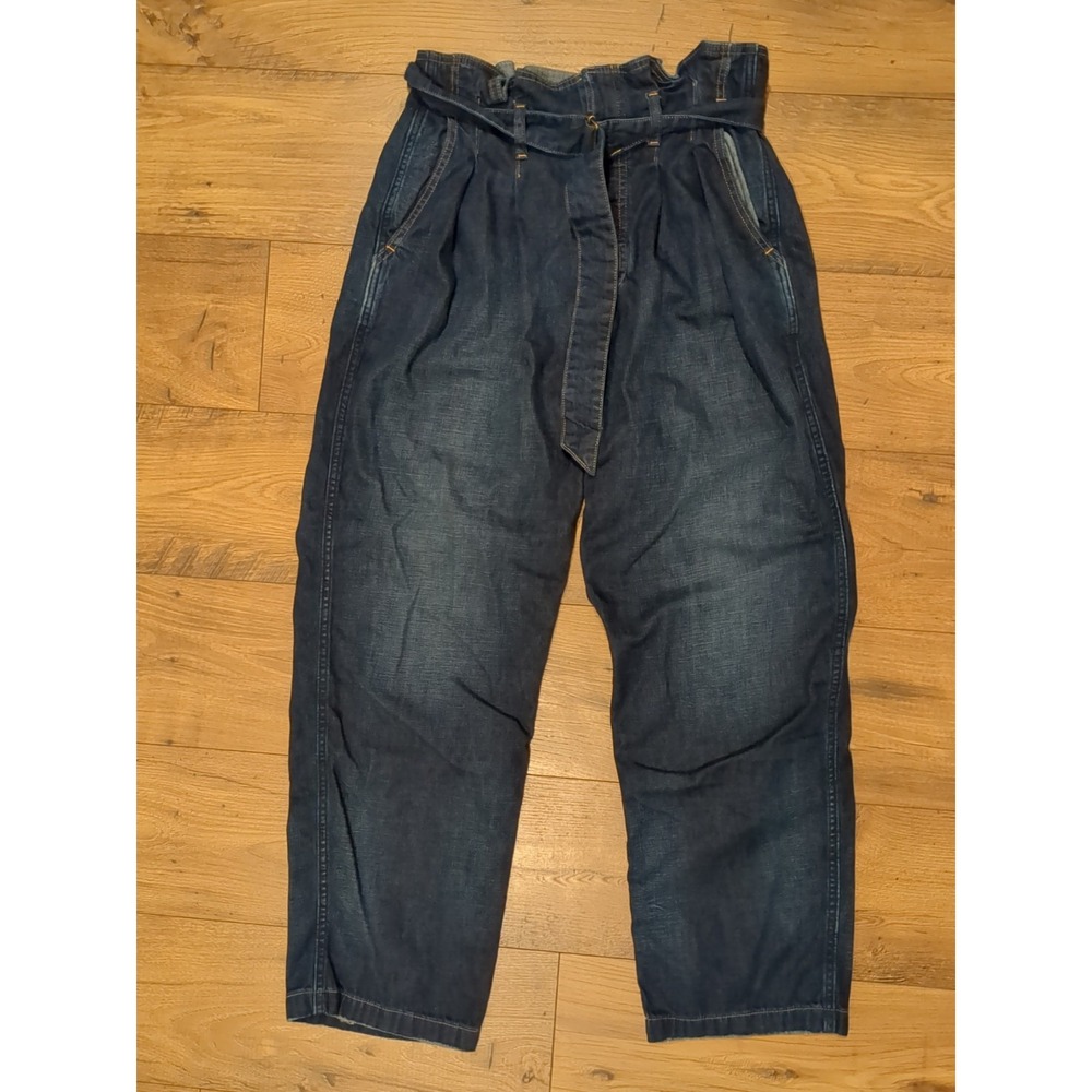 Polo Ralph Lauren Size 29 R Pleated High Rise Paperbag Waist Belted Denim Jeans
